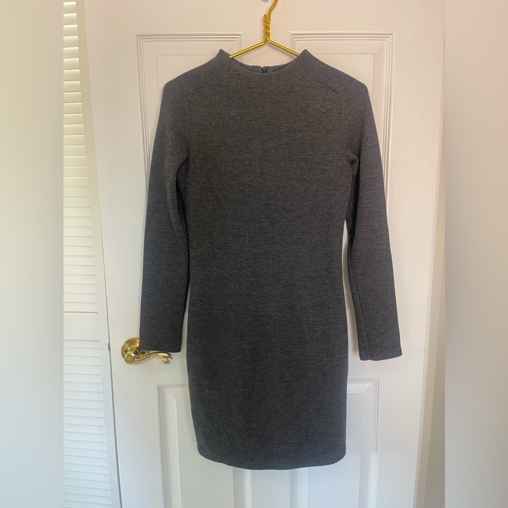 Zara Mock Neck Grey Long Sleeve Mini Dress Size M